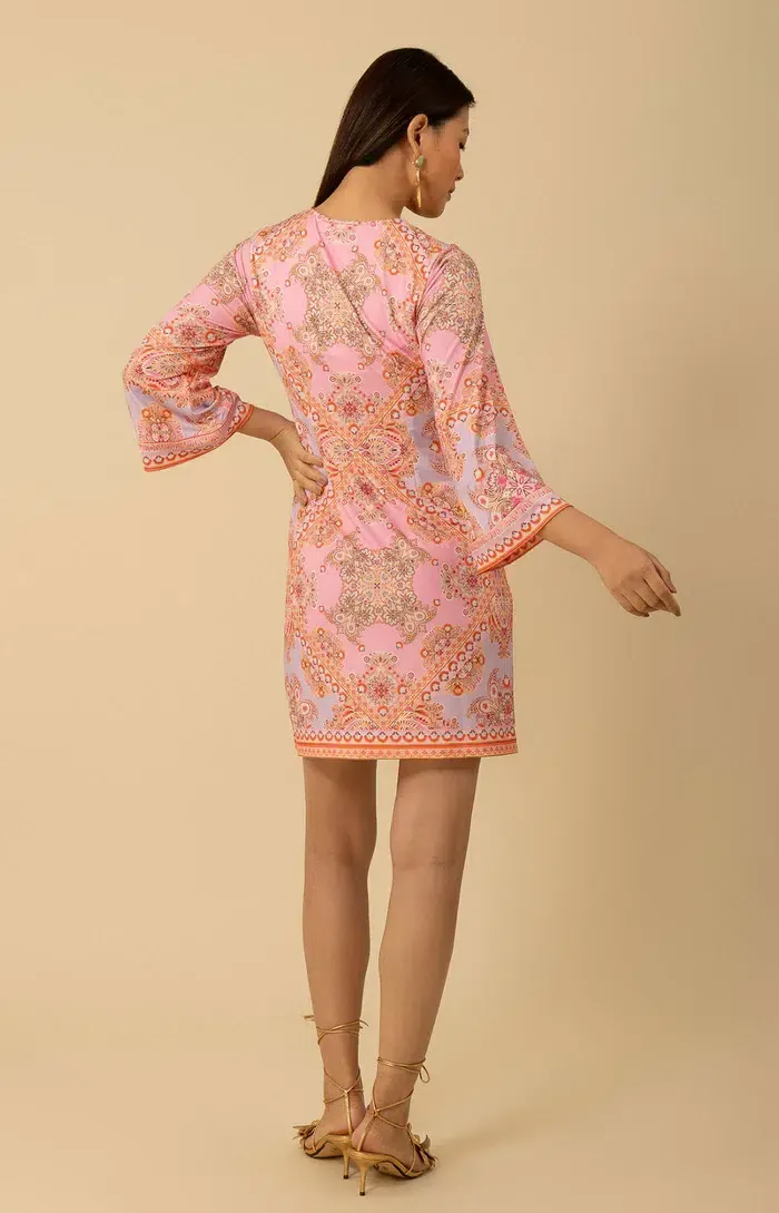 Hale Bob Minikleid V-Ausschnitt Jersey “Pink Koralle” – Bild 3