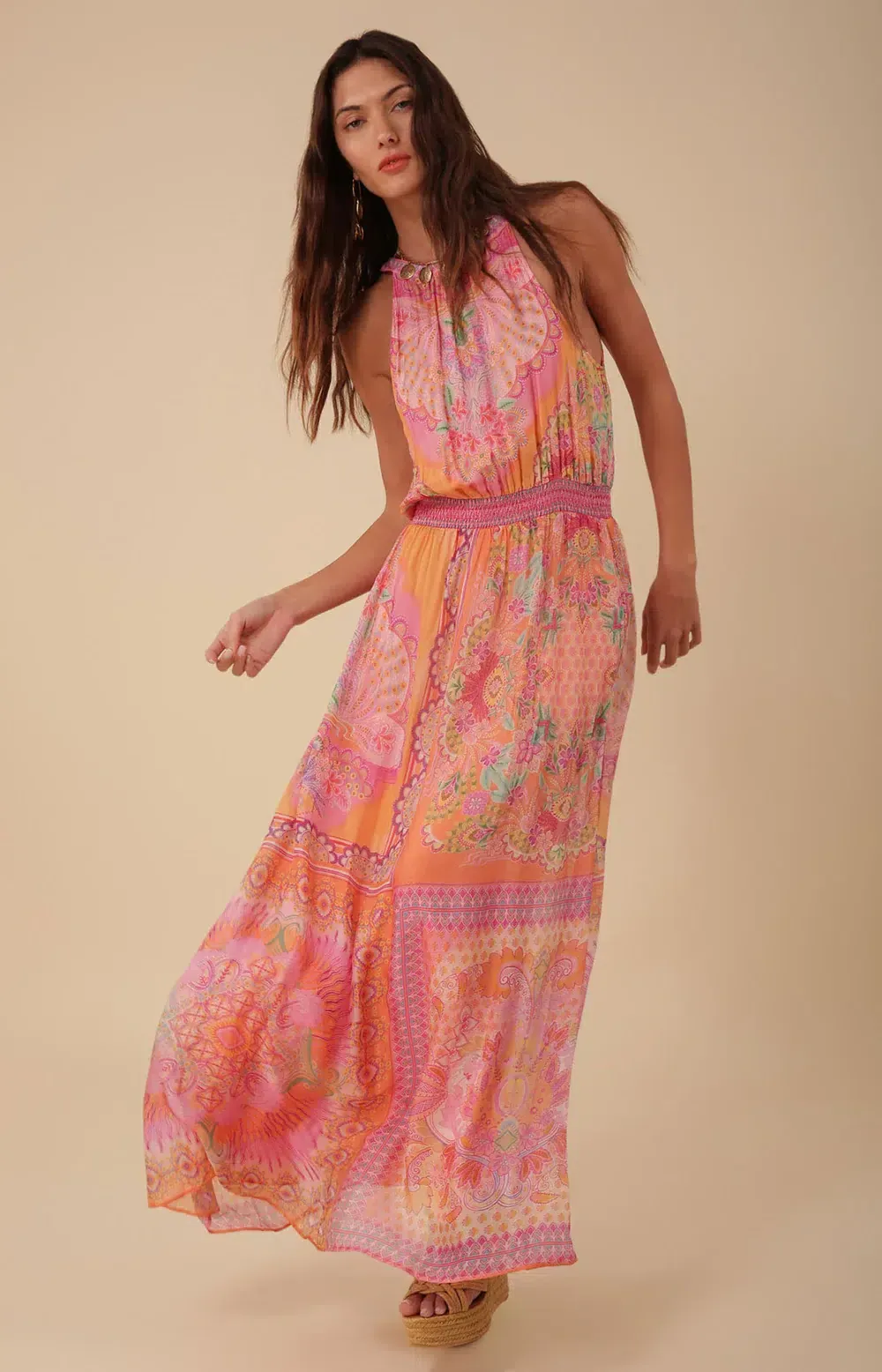 Hale Bob Maxikleid “Orange/Pink” – Bild 5