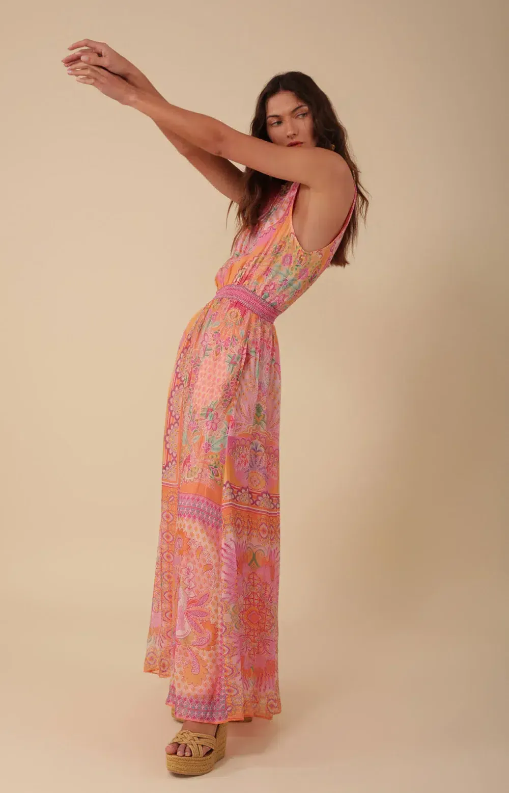 Hale Bob Maxikleid “Orange/Pink” – Bild 2