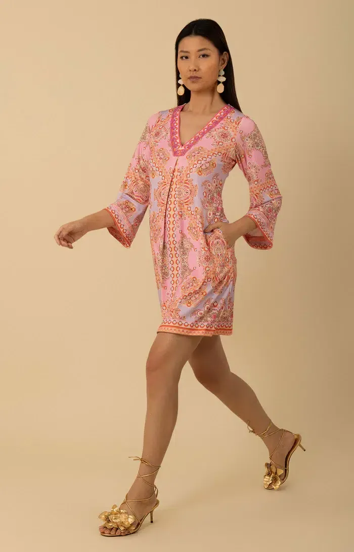 Hale Bob Minikleid V-Ausschnitt Jersey “Pink Koralle” – Bild 4