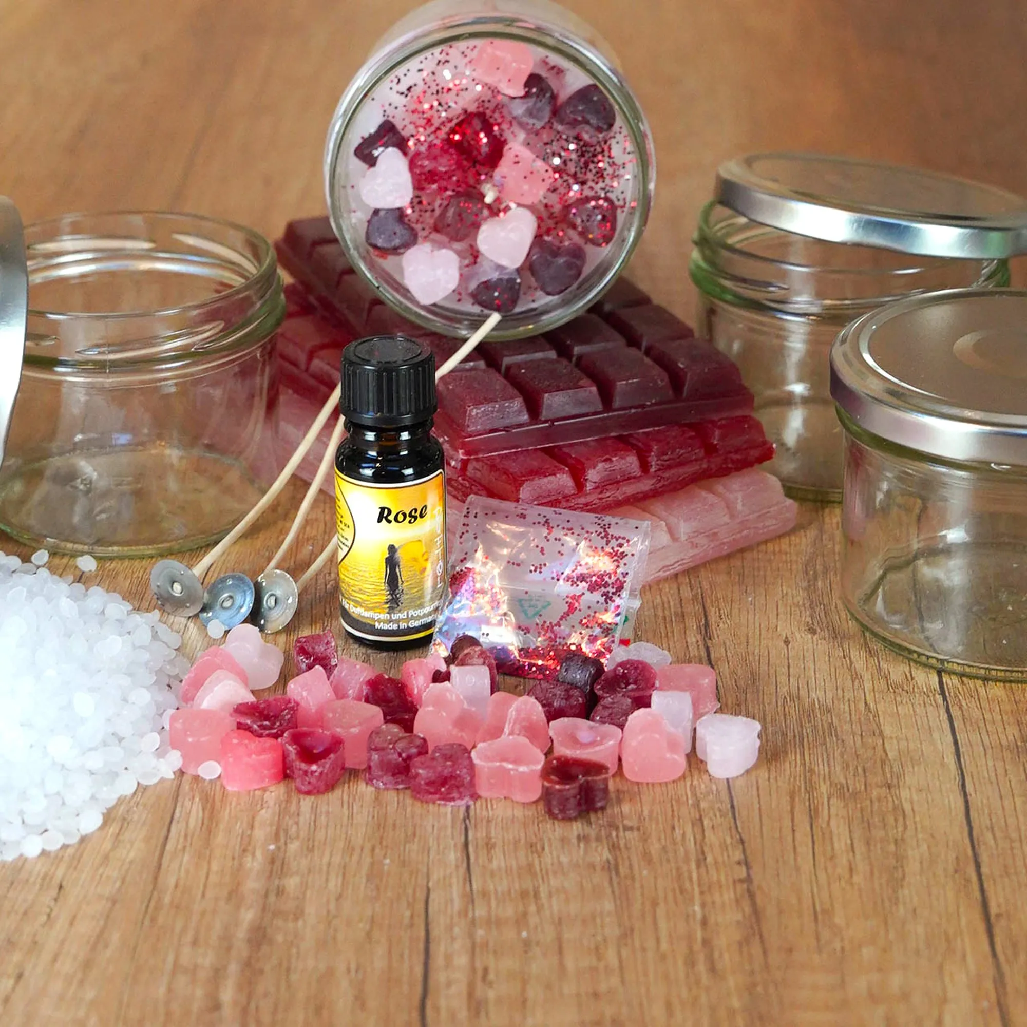 DIY Duftkerzen Bastelset – Herzedition | Für ein gemeinsames Erlebnis | 3 Bunte Duftkerzen herstellen