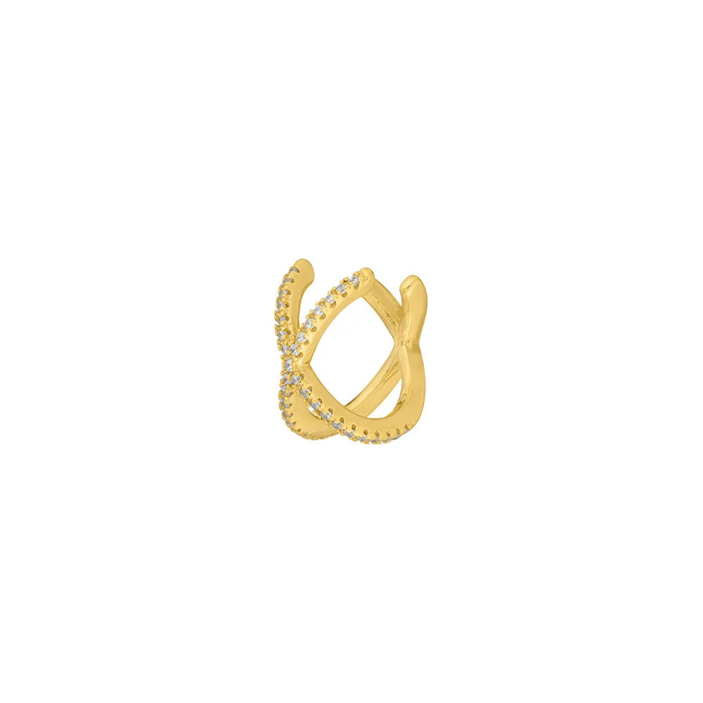 Leaf Earcuff Cross CZ Gelbgold vergoldet