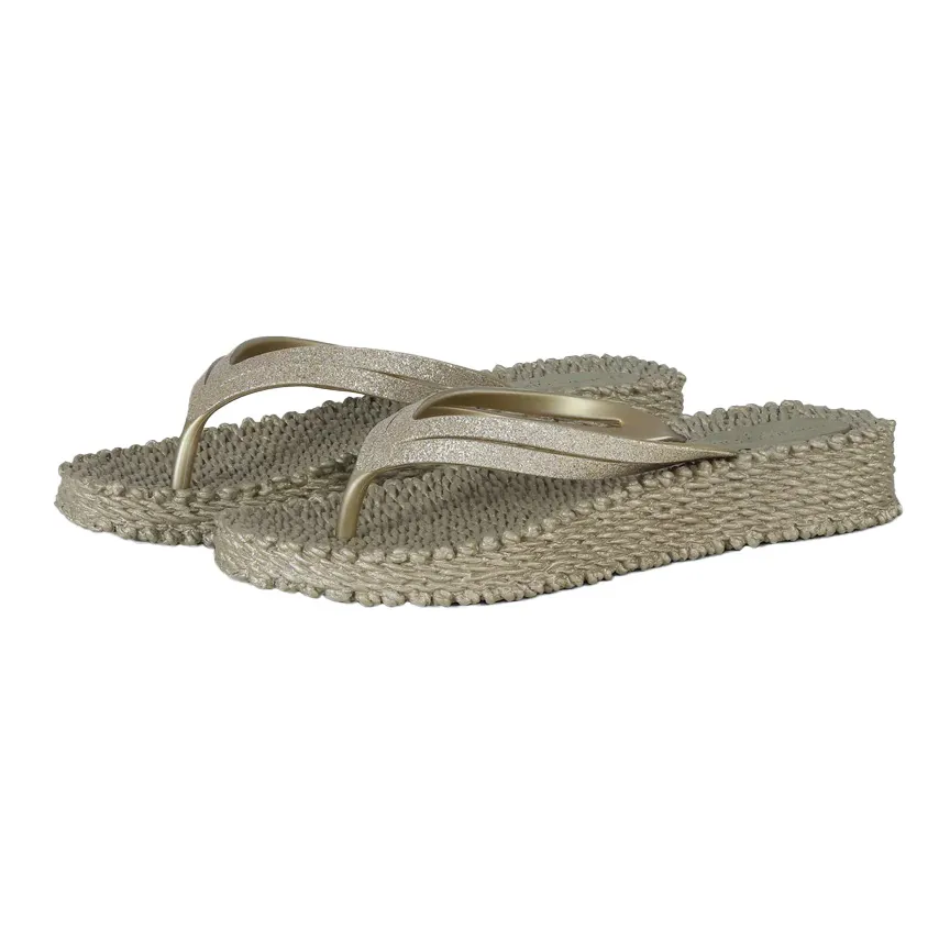 Ilse Jacobsen Flip Flop “Glitter Plateau” Platin
