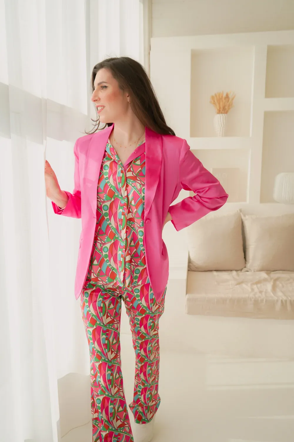 Joyce & Girls Blazer Seide “Capy” Fuchsia – Bild 3
