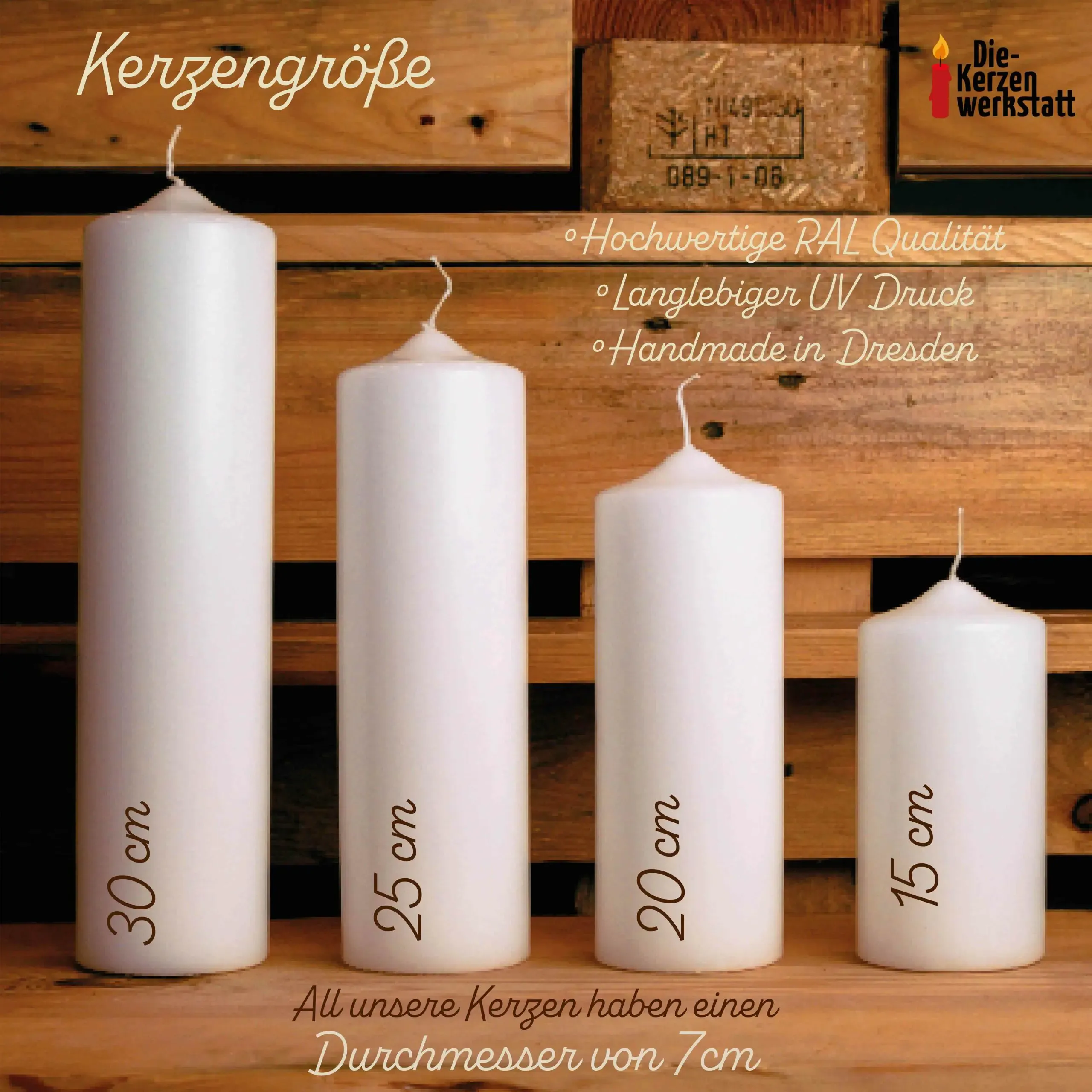 Konfirmationskerze | Kreuz | 15 – 30 cm Höhe | Personalisierte Kerze – Bild 7