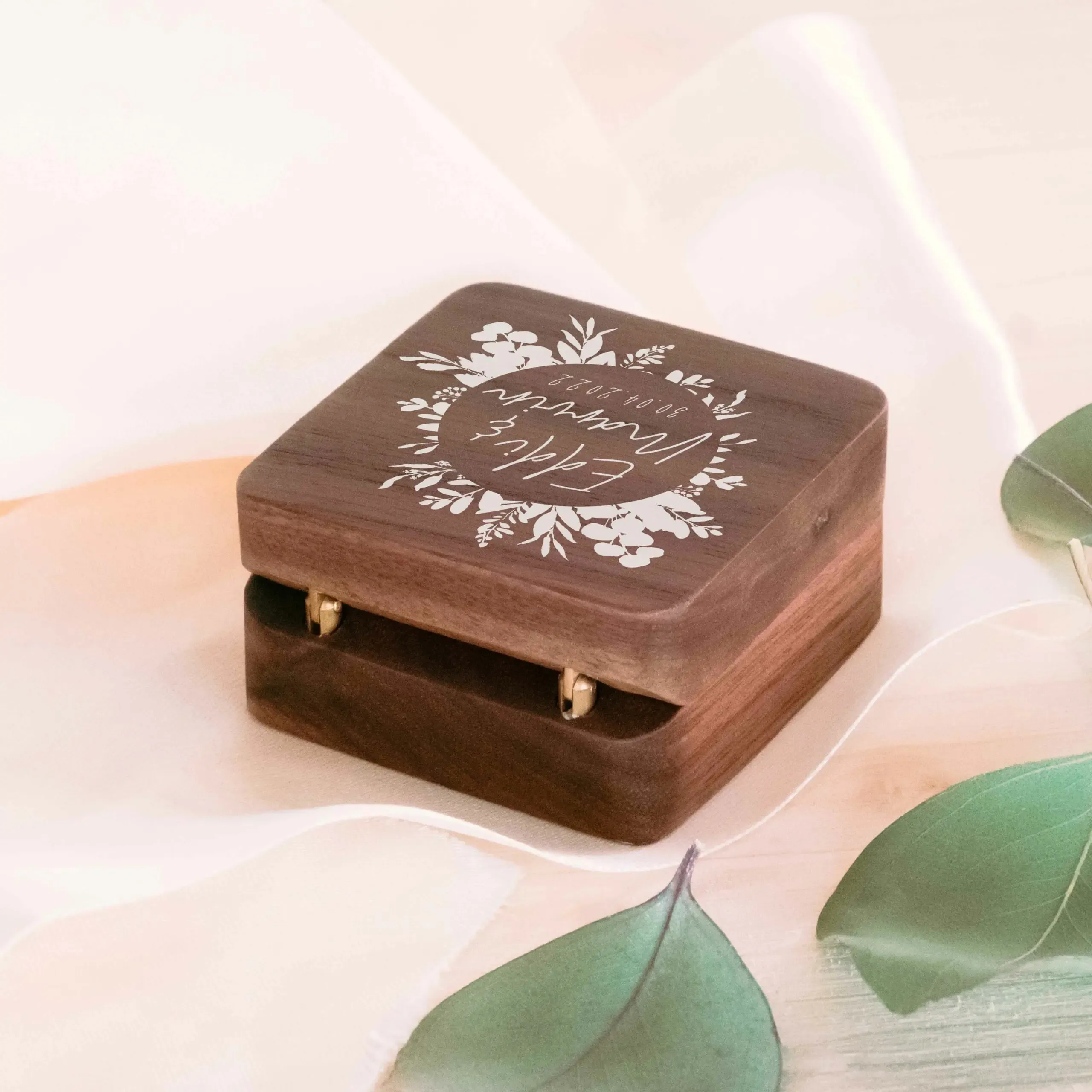 Ringbox Kreis | Ringschatulle Hochzeit | Personalisierte Ringkiste | Mr & Ms l Standesamt | Aufbewahrung l Trauung l Verlobung – Bild 5