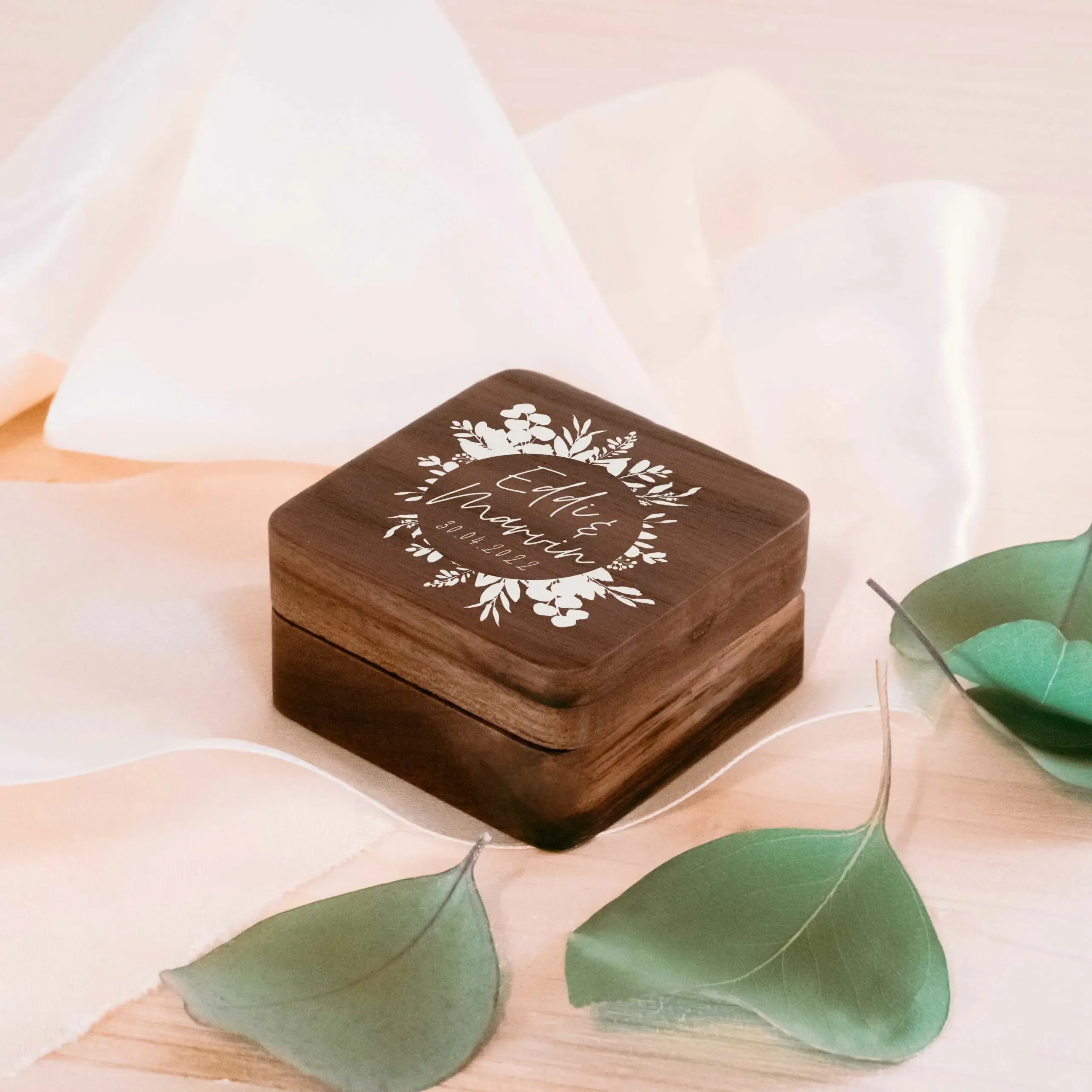 Ringbox Kreis | Ringschatulle Hochzeit | Personalisierte Ringkiste | Mr & Ms l Standesamt | Aufbewahrung l Trauung l Verlobung – Bild 3