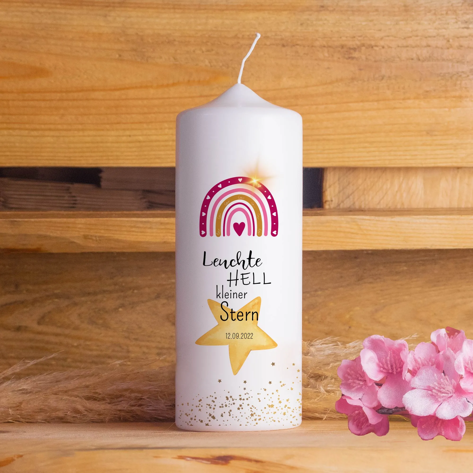 Leuchte hell kleiner Stern Trauerkerze Sternenkind | 15 – 30 cm Höhe | Personalisierte Kerze | Gedenkkerze – Bild 4