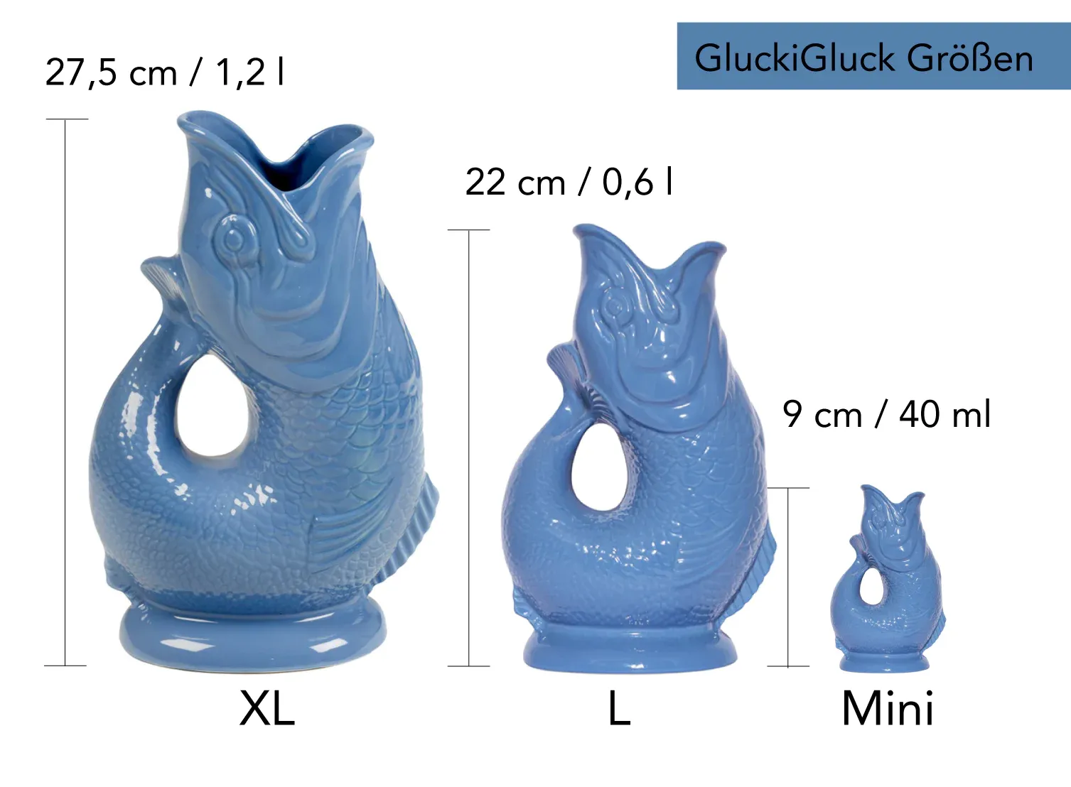 Gluckigluck Fisch Karaffe Vase L “Sea Blue” – Bild 2