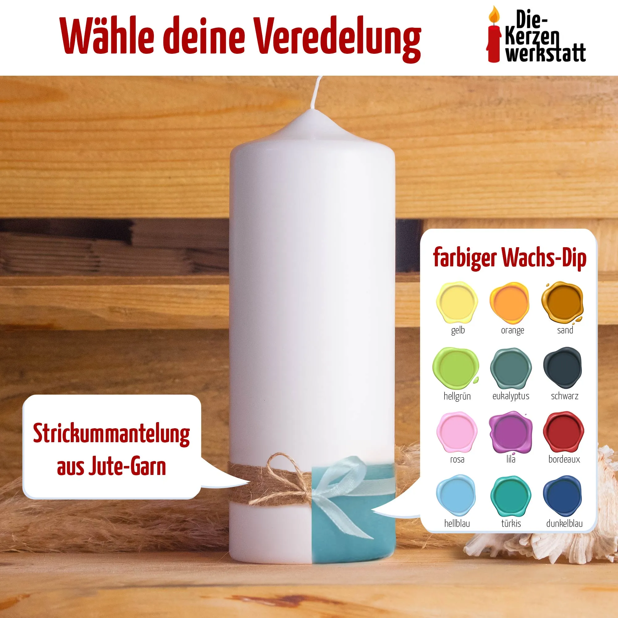 Kerze mit individuellem Motiv | Zu jedem Anlass | 15 – 30 cm Höhe – Bild 4