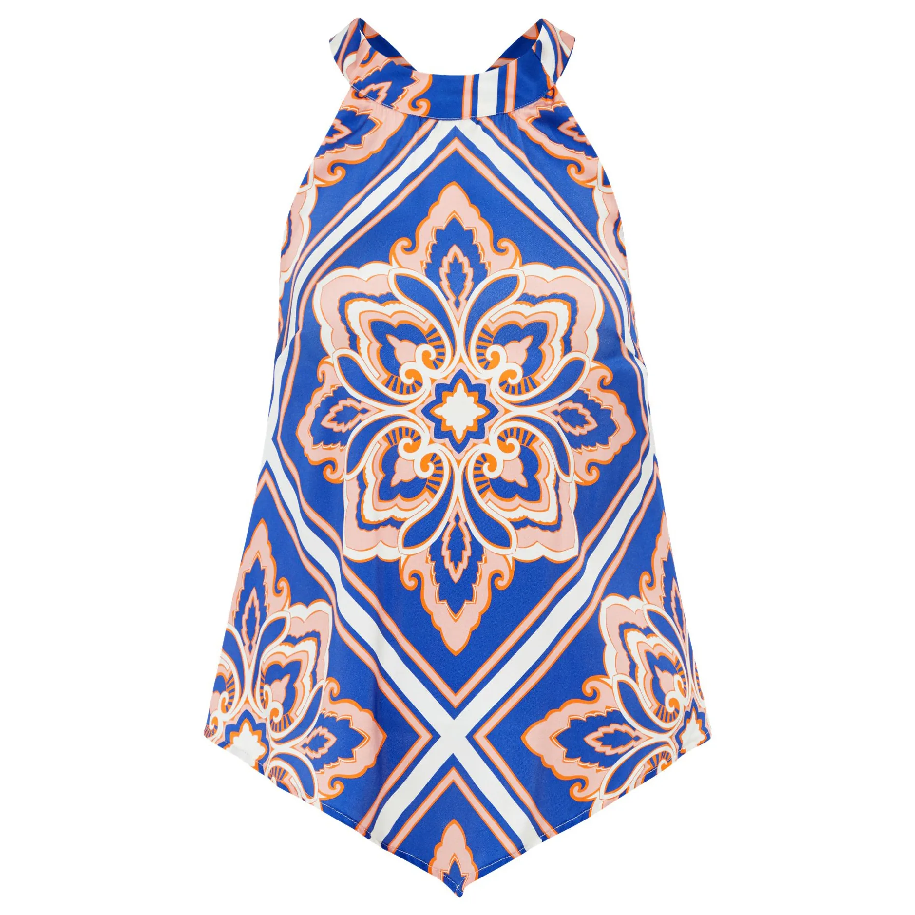 Joyce & Girls Top Neckholder “Greta” Orange/Blau