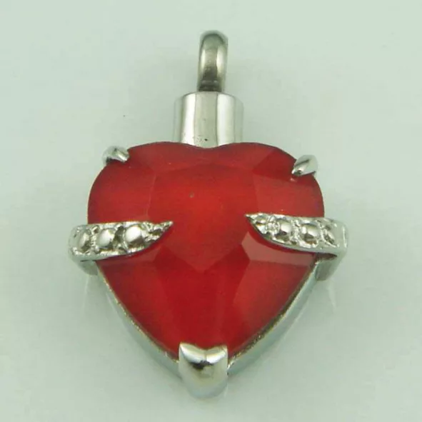 Herz Amulett aus Edelstahl „Engel“, Ascheanhänger, Größe: 28 x 22 x 11 mm