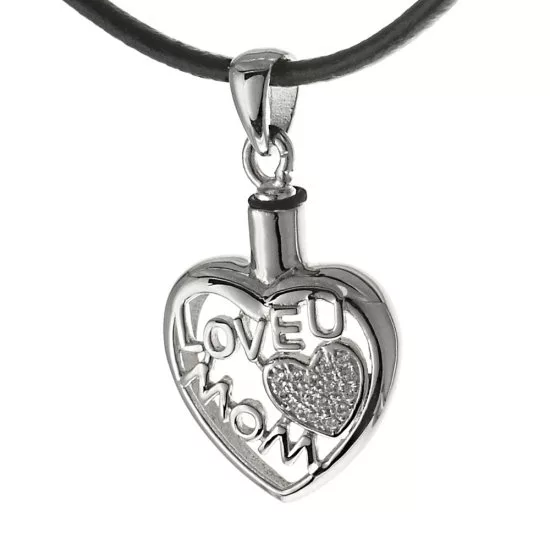 925 Sterling Silberasche Anhänger Herz “Love U Mom” Hochglanz poliert