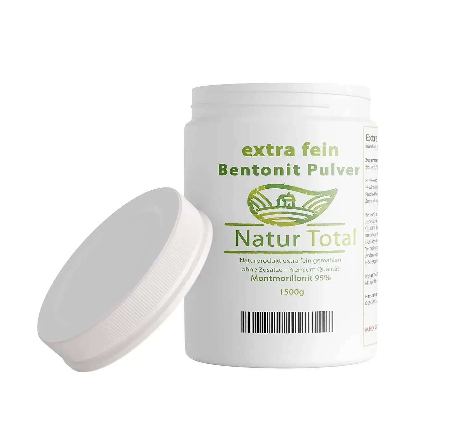 Natur Total Bentonit Pulver | 1500g Bentonite Tonerde | Premium Qualität 95% Montmorillonit | Extra fein