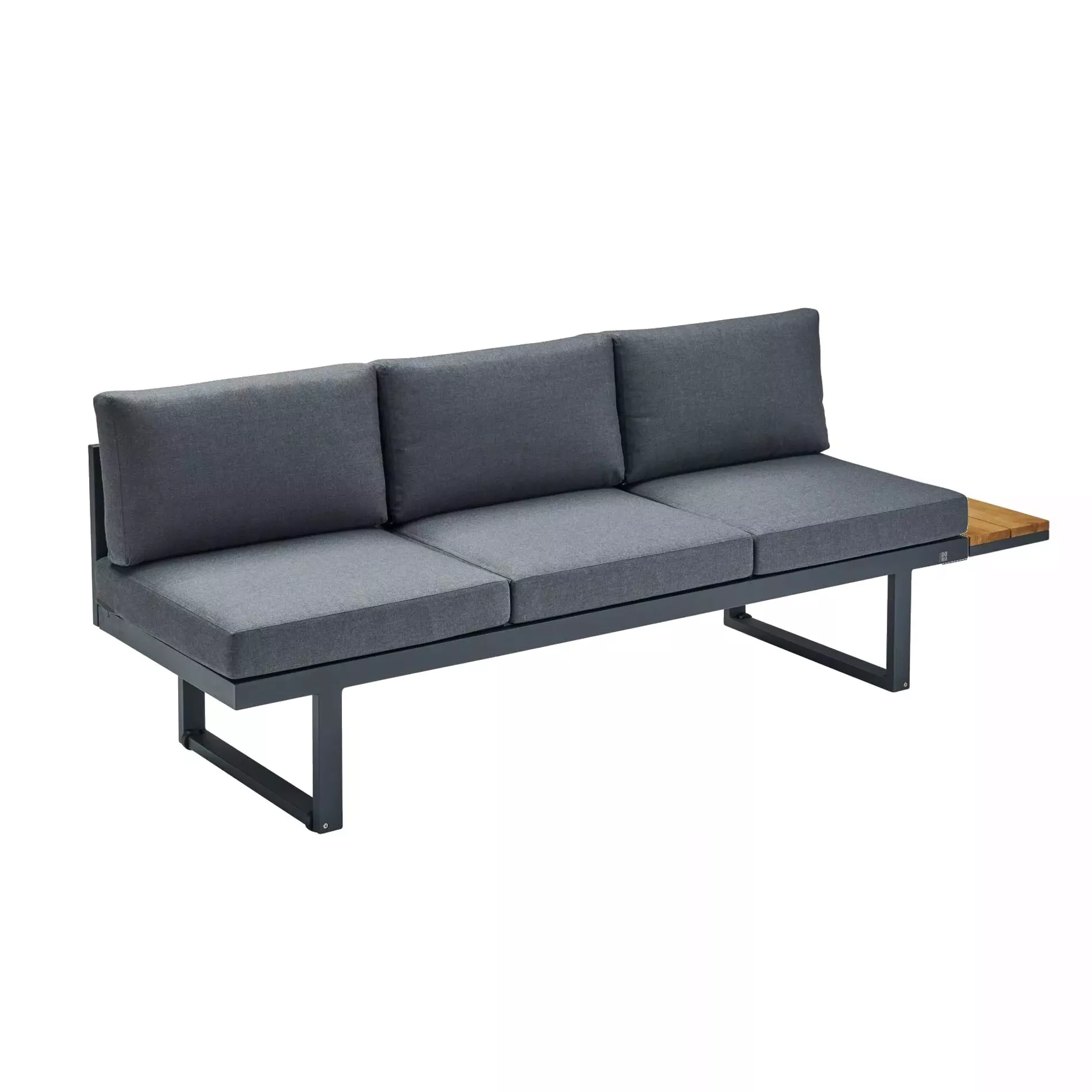 CASA DOMA Aragona DINING Lounge-Seitenteil 3-Sitzer mit Teak-Ablage, Aluminium – Bild 2