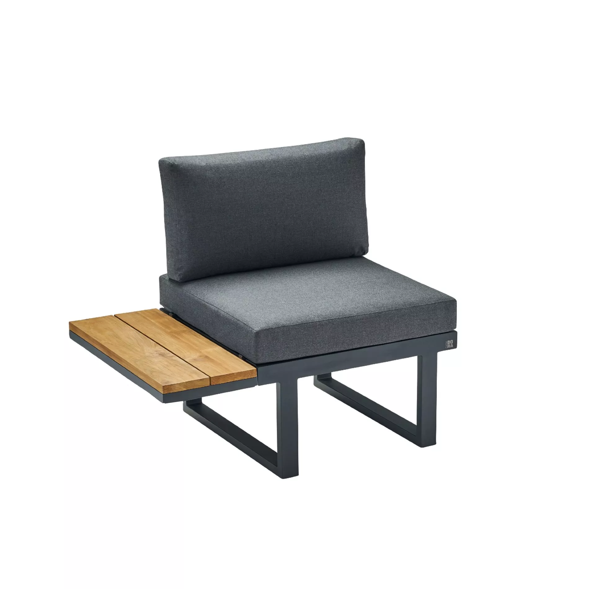 CASA DOMA Aragona DINING Lounge-Seitenteil 1-Sitzer mit Teak-Ablage, Aluminium